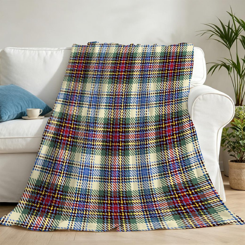 Jeté en molleton noir ultra doux, imprimé tartan, Jeté 50 po x 60 po