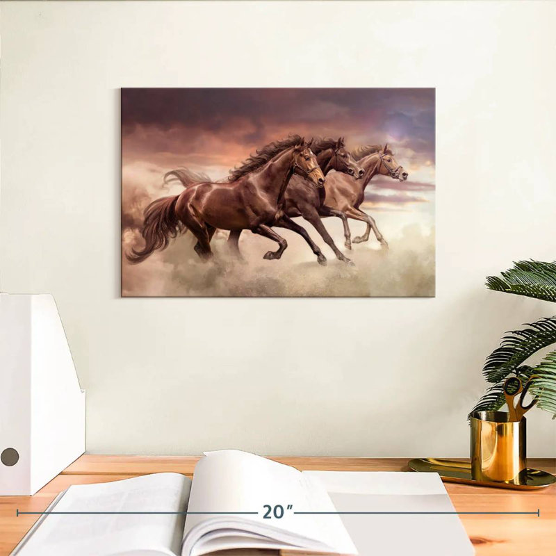 Brampt Three Running Horses, 8" H x 12" W