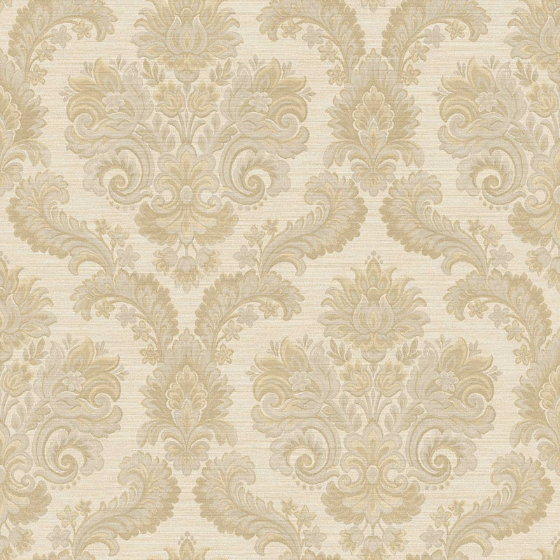 Ornamenta Collection Floral Damask Wallpaper Roll, Gold