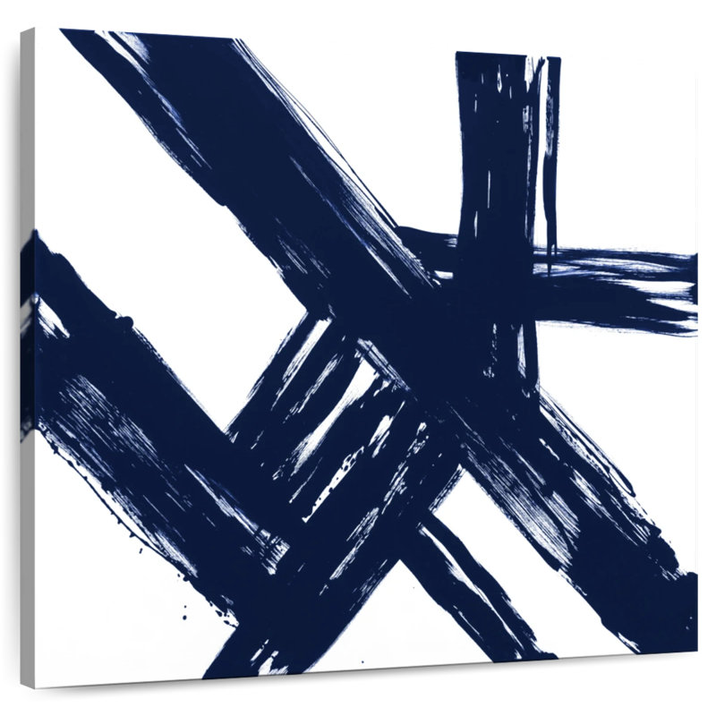 Strokes In Navy I, 33" H x 33" W