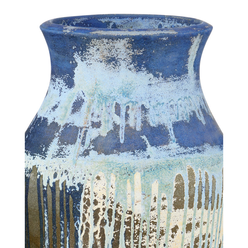 Large Blue and White Terracotta Garden Urn