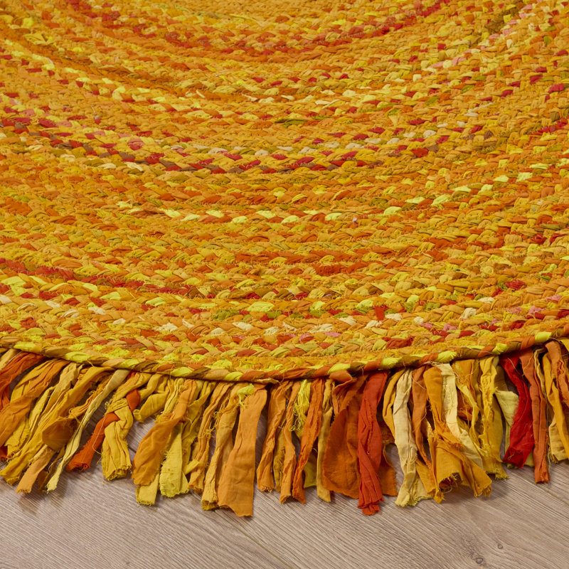 Tapis de couleur unie en coton tissé à la main Kelling, Oval 6 pi x 9 pi