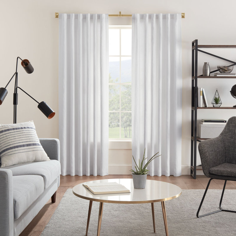 Brushed Gold Adjustable Steel Blackout Curtain Rod Set