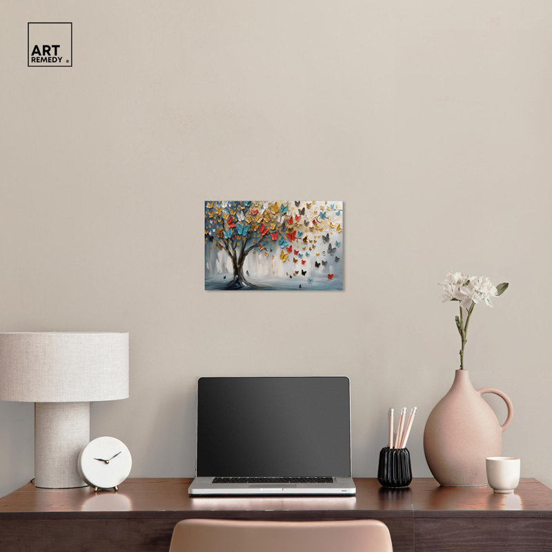 Tree of Fluttering Colors Gallery Wrapped Canvas Art, 15" x 10"