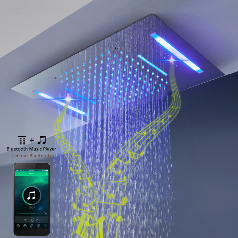 Système de douche complet AquaRhapsody Luxury avec musique Bluetooth et DEL, Chrome