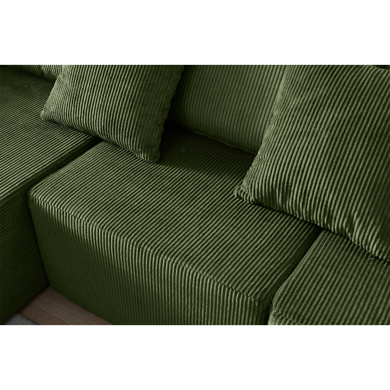 Canapé modulaire en mousse 108,3 po, Velours côtelé vert