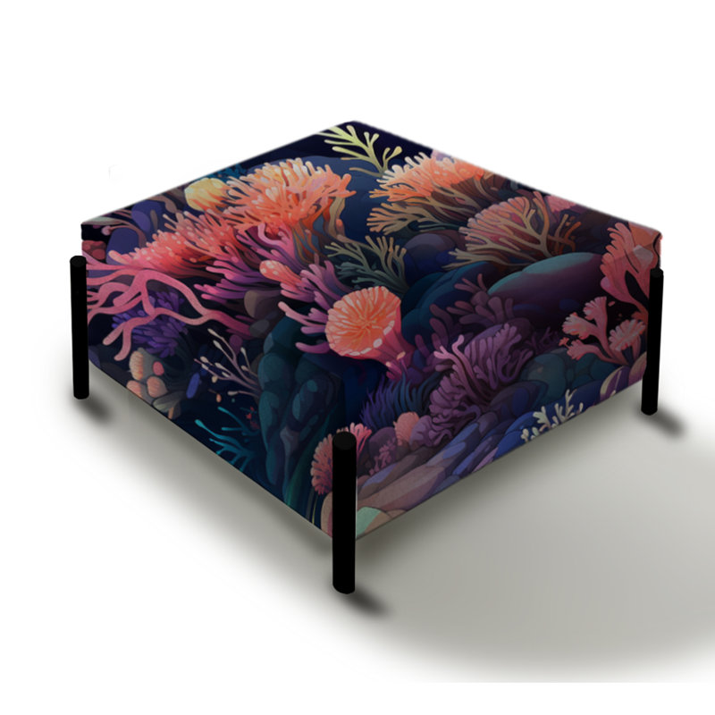 Rose sous-marin corail Dreamscape - Grand repose-pieds carré Coastal