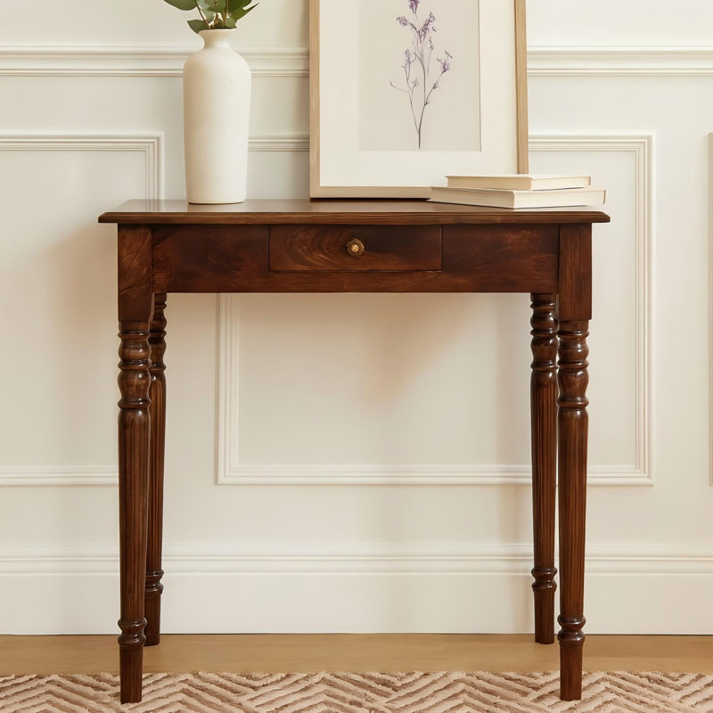 80 cm W Solid Wood Top Console Table