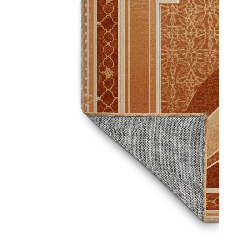 Tapis oriental brun lavable à la machine Oakridge - reliure brun clair, 2 x 4