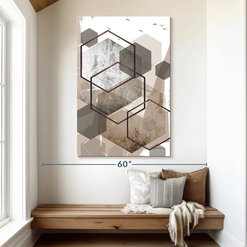 Avery Hexagons Beige I, 51" H x 34" W