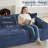 Boneless 80'' W Oversized Foam Sofa with Pillows, Compression Loveseat Corduroy 3-Seater Sofa Upholstered Couch with 2 Cup Holders for Living Room, Bedroom, Apartment, Office-127360611