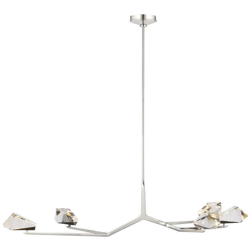 Waterford Carraig 53" 5 Light Chandelier with Clear Crystal, Polished Nickel