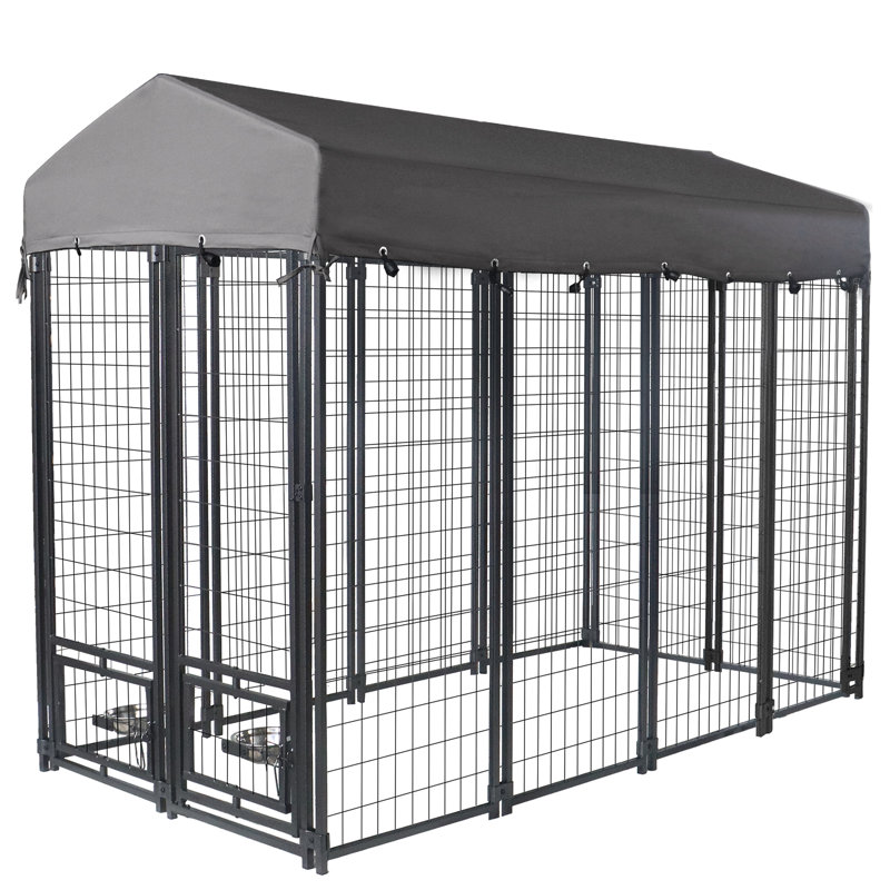 Chenil en métal avec porte, H 71,8 po x l 47,2 po x P 95,8 po