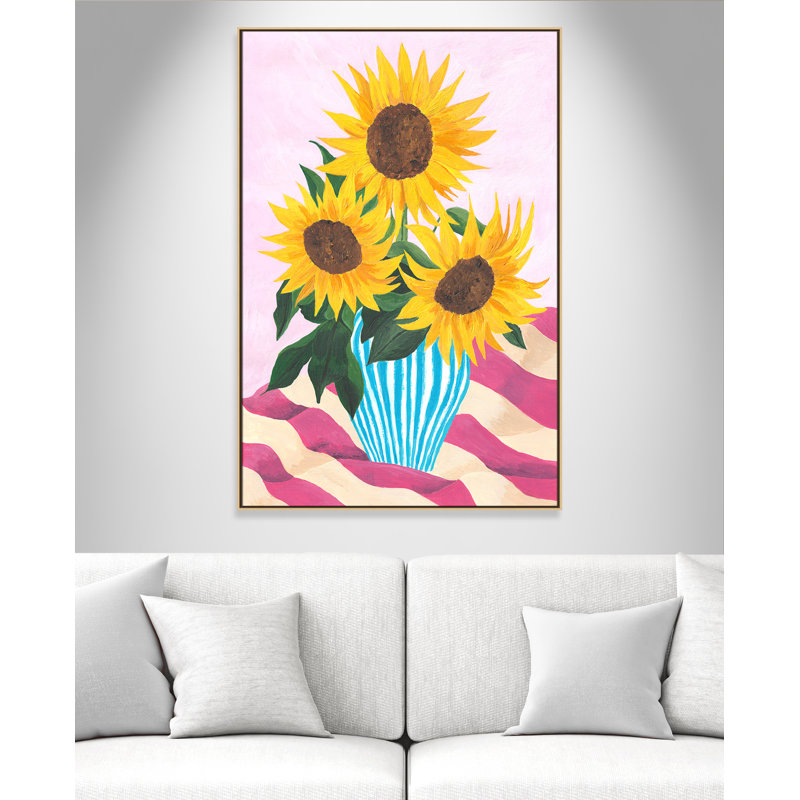 Tournesol couleurs par Violets Print House, L 41,5 po x H 61,5 po, Framed Canvas, Flotteur naturel