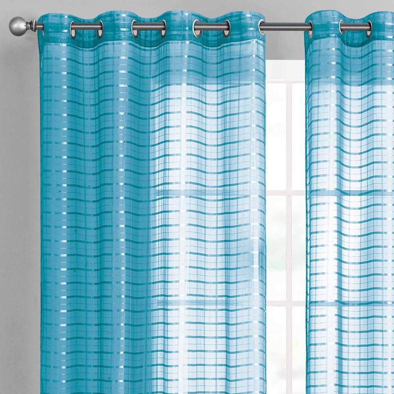 Rideau en polyester Didonna, Bleu sarcelle