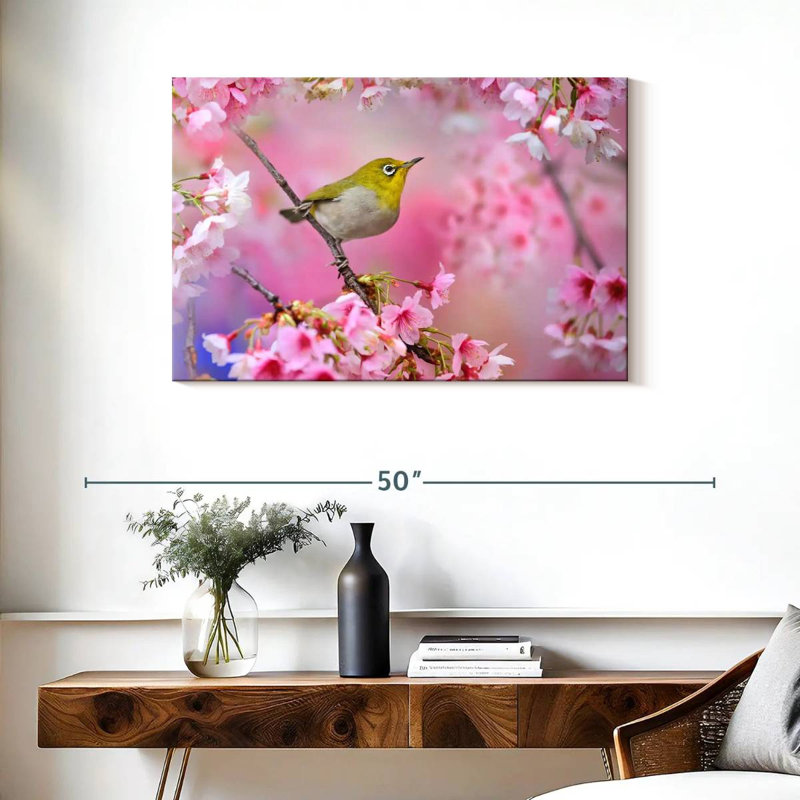 Brampt Sakura Blooms And Mejiro, 24" H x 36" W