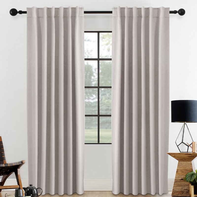 Blackout Solid Back Tab/Rod Pocket Bedroom Draperies Thermal Insulated Window Treatment Panels Room Darkening Blackout Drapes for Living Room