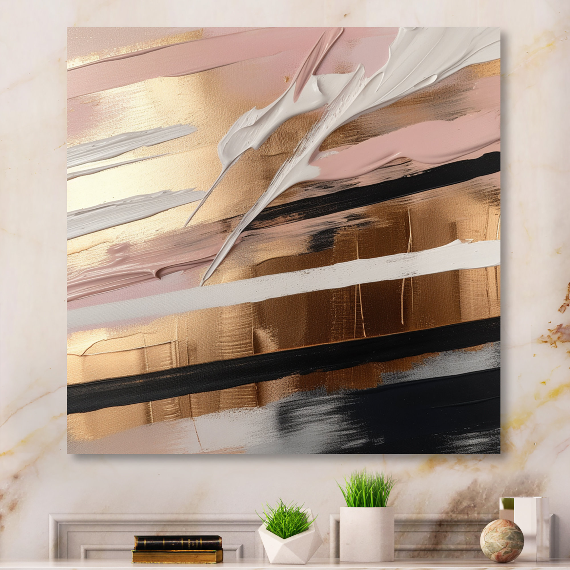 Mercer41 Gold And Pink Forms In Contemporary I - Abstract Wall Decor ...
