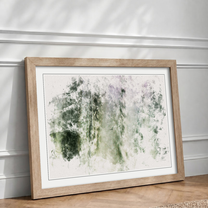 Bird Flying by the Waterfall Watercolour - Picture Frame Graphic Art Print, 62cm H x 87cm W x 2cm D, Oak Framed