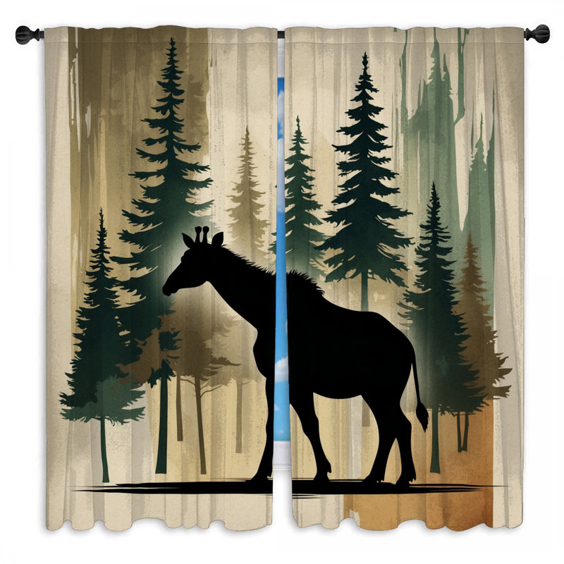 Rideaux de fenêtre Girafe Silhouette Forest - 2 panneaux, 20 po x 50 po - 2 panneaux, Obscurcissement de chambre