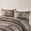 Ensemble de 5 pièces à rayures avec coussins décoratifs, hypoallergénique et élégant pour lit double / grand