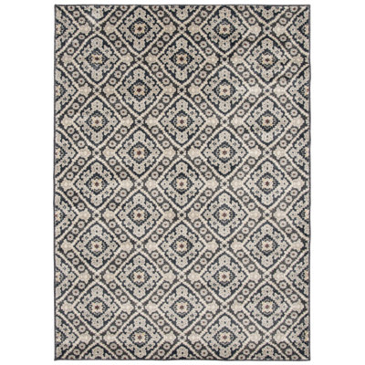 Tapis d'intérieur à motif de treillis bleu et beige Annalise