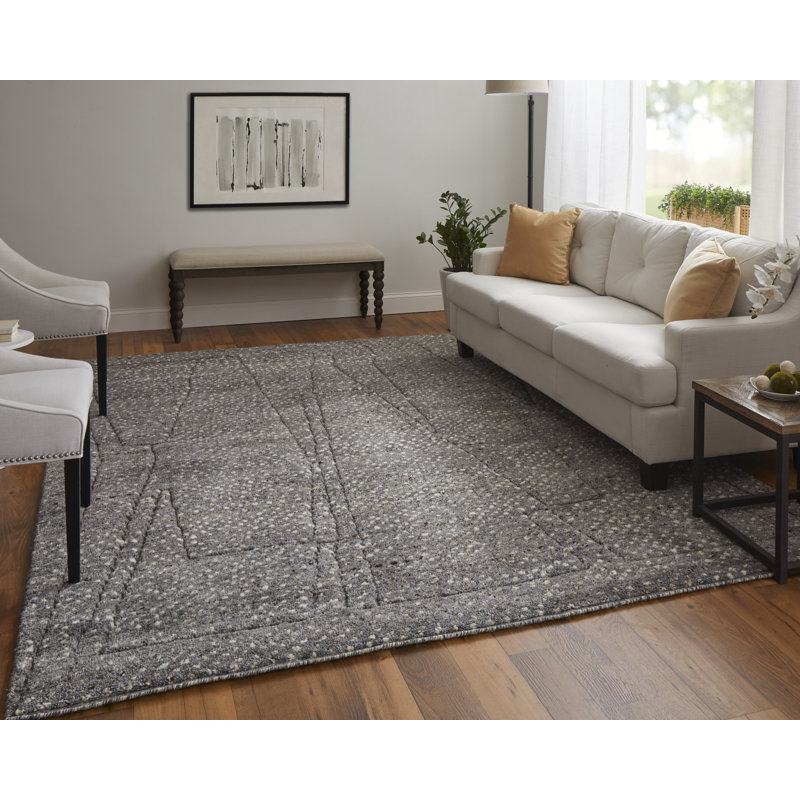 Dering Modern Polka Dots, Gray/Tan/Taupe Area Rug, Rectangle 8' x 10'