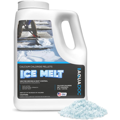 Fonte de glace sans danger pour le béton AquaDoc - 8 lb - sel de neige et sel gemme pour la neige - fonte de glace au chlorure de calcaire pour entrée et trottoir efficace à -25 ° F - fabriqué aux États-Unis