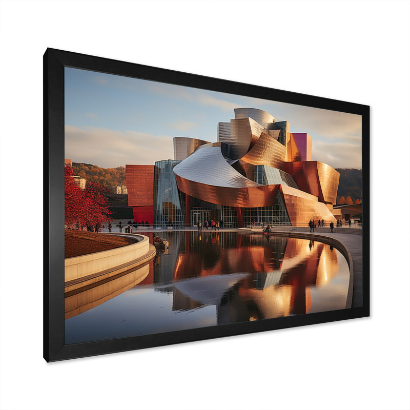 Spain Guggenheim Museum In Bilbaoin II - Spain Wall Art Living Room, H 30 po x l 40 po x P 1,5 po, Cadre simple noir