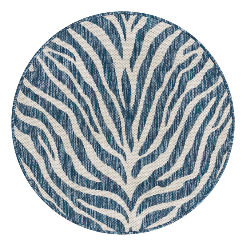 Tapis intérieur / extérieur bleu Itchington, Rond 3 pi