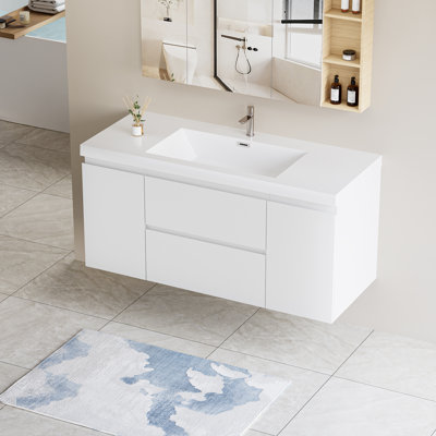 Meuble-lavabo simple 48 po avec plateau en résine Annekristin