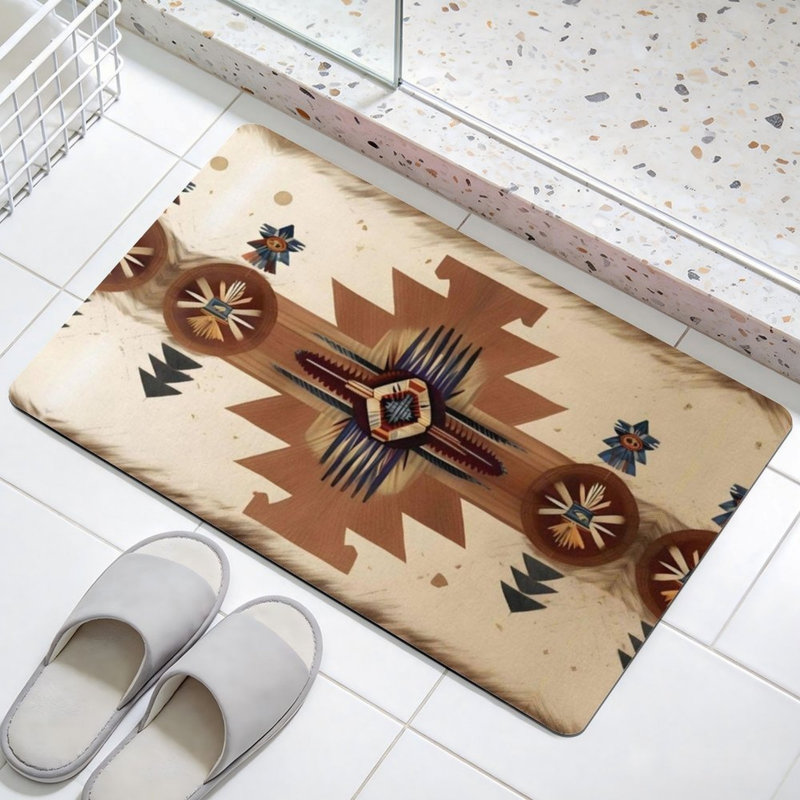 Tapis de sol tribal aztèque, pour salon et cabine, 24 po x 36 po, brun, bleu, beige