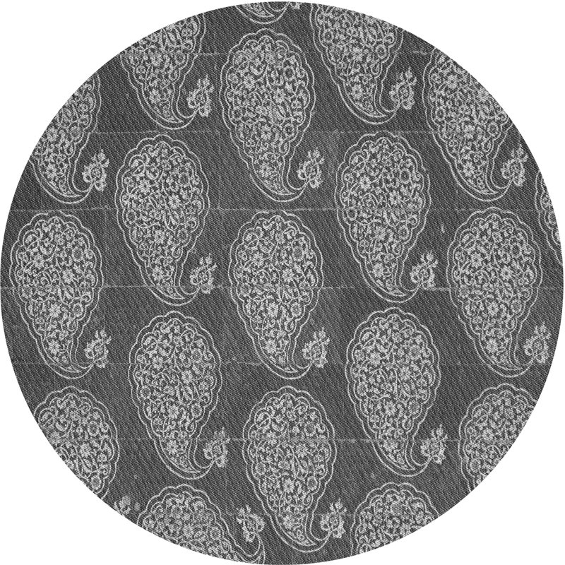 Tapis 100% à motifs lavables à la machine 2989 WSH-PAT2215-GRY, Rond 8 pi