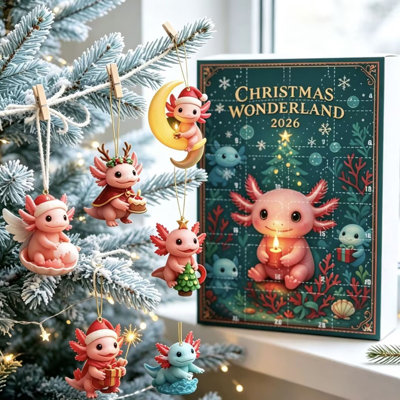 Décorations de Noël 2026 Calendrier de l'Avent Axolotls Coffret Cadeau Décorations de Calendrier de l'Avent Assorties Ornements de Noël