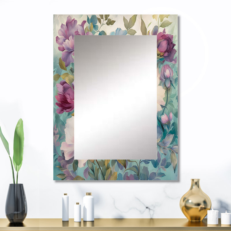 Rétro collage fleurs sauvages - miroir fleurs sauvages, miroir mural décoratif traditionnel, impression d'art en métal