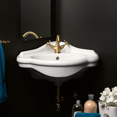 Lavabo de salle de bain mural de coin avec trop-plein Contea