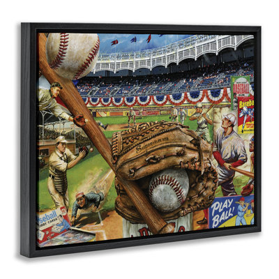 Baseball Sports Collage Floater Canvas Wall Art by Ed Wargo