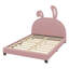 Lit plateforme rembourré en cuir orné d'une décoration de lapin-2013462604-2013462605