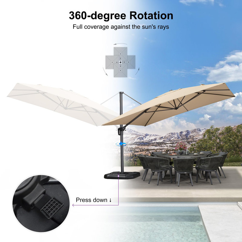 3.5m Square Cantilever Parasol, Beige
