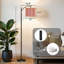 Lampe sur pied à arc avec abat-jour réglable à rayures verticales à rayures verticales rouge crème Lampe sur pied à 3 températures de couleur à intensité variable avec interrupteur au pied pour la chambre à coucher