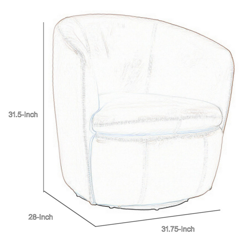 Fauteuil d'appoint pivotant Niko, conception en baril rond, cuir fleur, Cuir véritable bleu