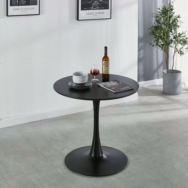 Table de salle à manger 31,5 "de style Mid-Century pour 2 à 4 personnes avec plateau rond en MDF, table de salle à manger à piédestal, table basse de loisirs
