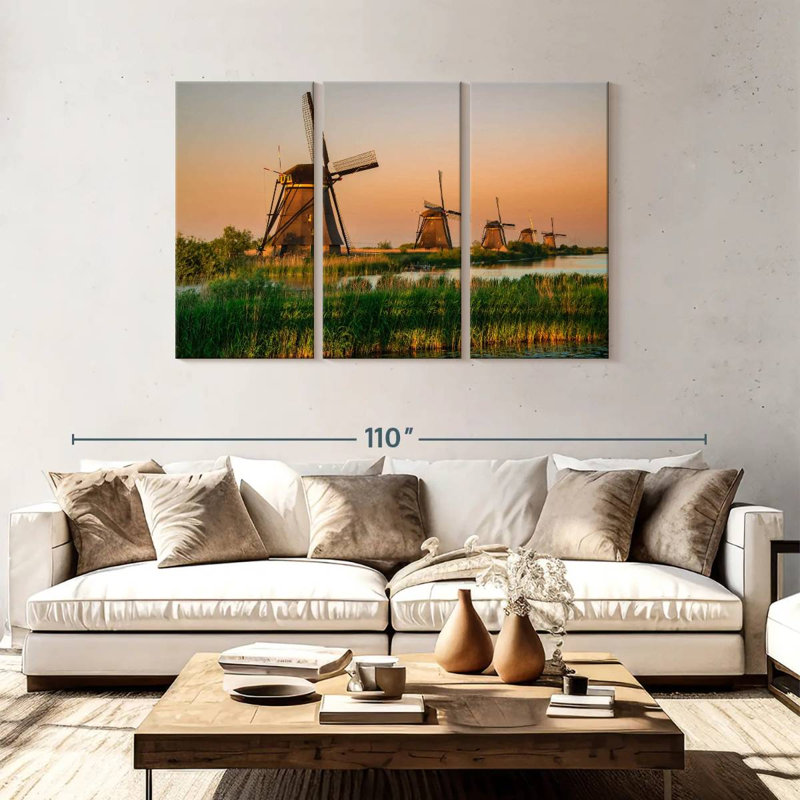 Alvord Windmills At Kinderdijk, H 48 po x l 74 po