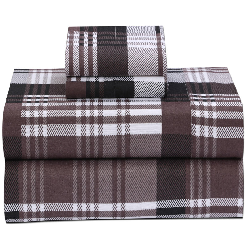 Flannel Sheet Set, Queen, Balance Plaid Brown/Plaid