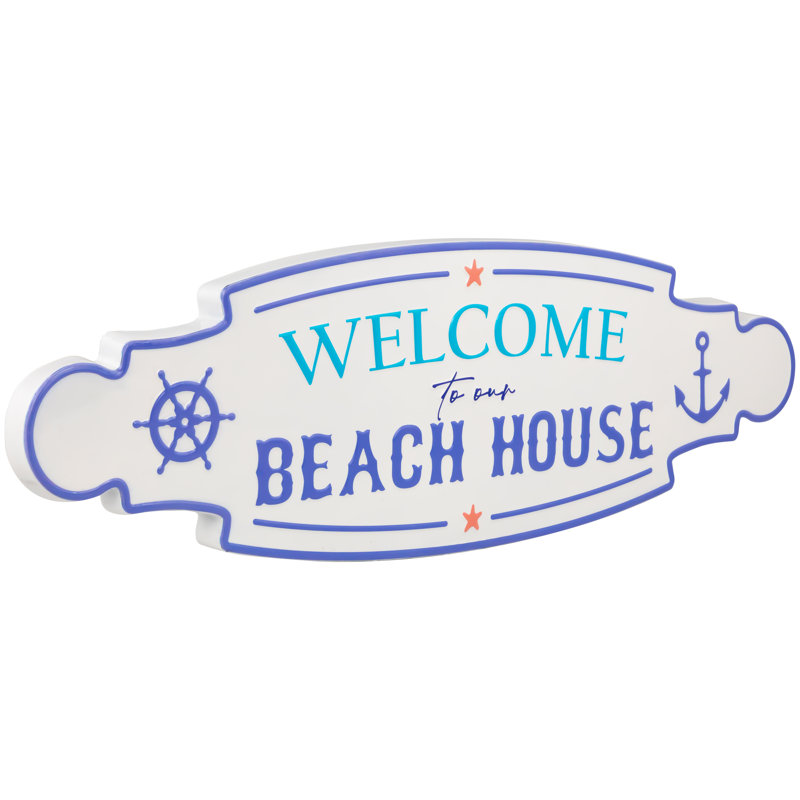 «Welcome to Our Beach House», décoration murale en métal