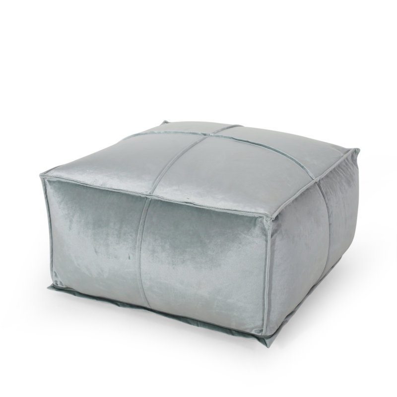 Mariya Velvet Pouf, Seafoam Blue