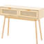 Console multifonctionnelle naturelle avec 2 tiroirs de rangement, idéale pour organiser vos effets personnels. Table d'entrée avec porte coulissante et design antidérapant.