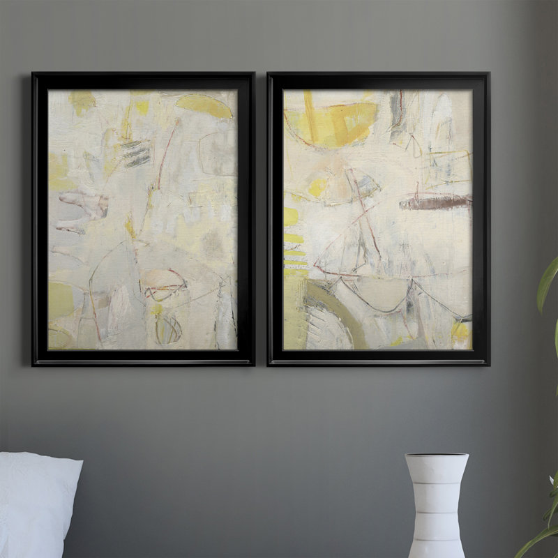 Fizgig II - ensemble de 2 peintures sur toile encadrées, H 36,5 po x l 53 po x P 1 po, Noir