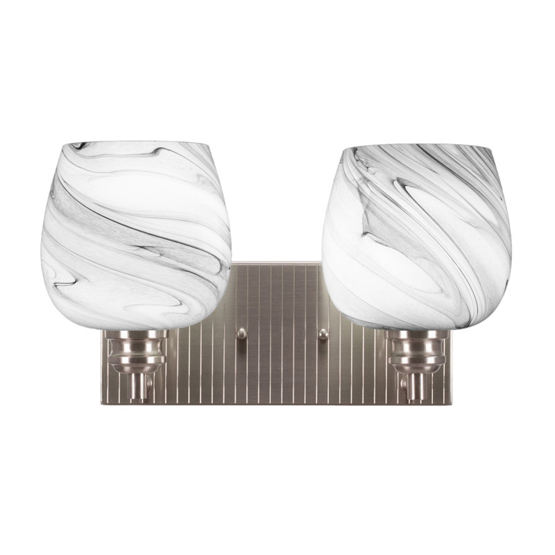 Nedelea 2 Light Bath Bar Shown In Brushed Nickel Finish With 5.75" Onyx Swirl Glass