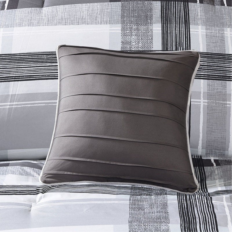 Literie noire et grise pour lit simple / simple TG - Édredon confortable avec housse de coussin en tissu lavable à la machine